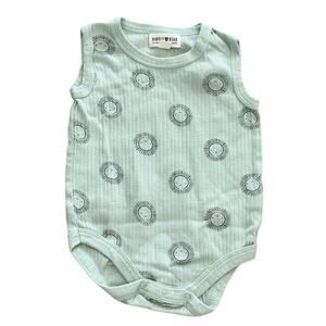 RABBIT + BEAR Baby Green Ribbed Sunshine Onesie 6-9m